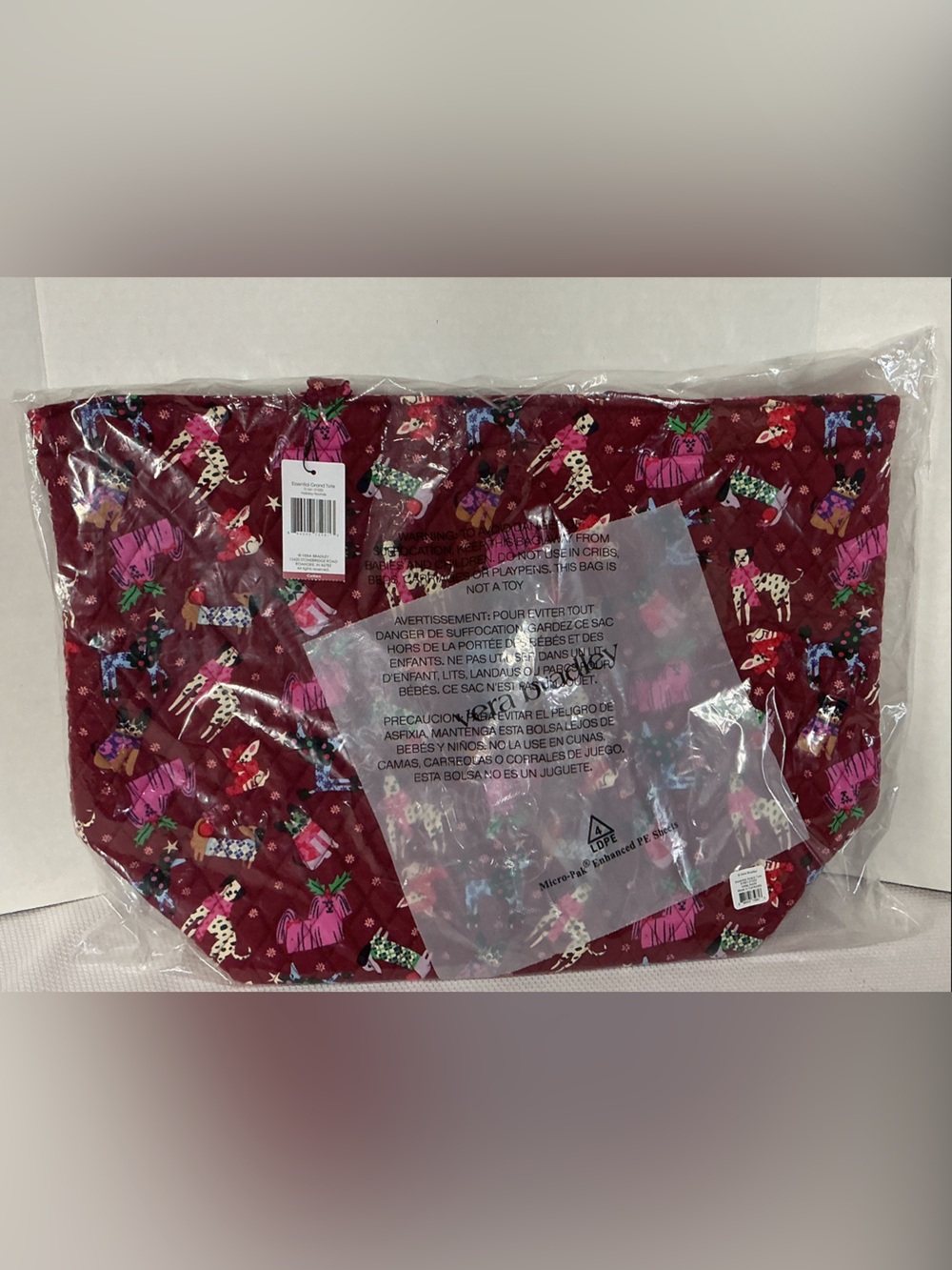 Vera Bradley Burgundy Holiday Dog Print Shoulder Bag Set - Picture 6 of 7
